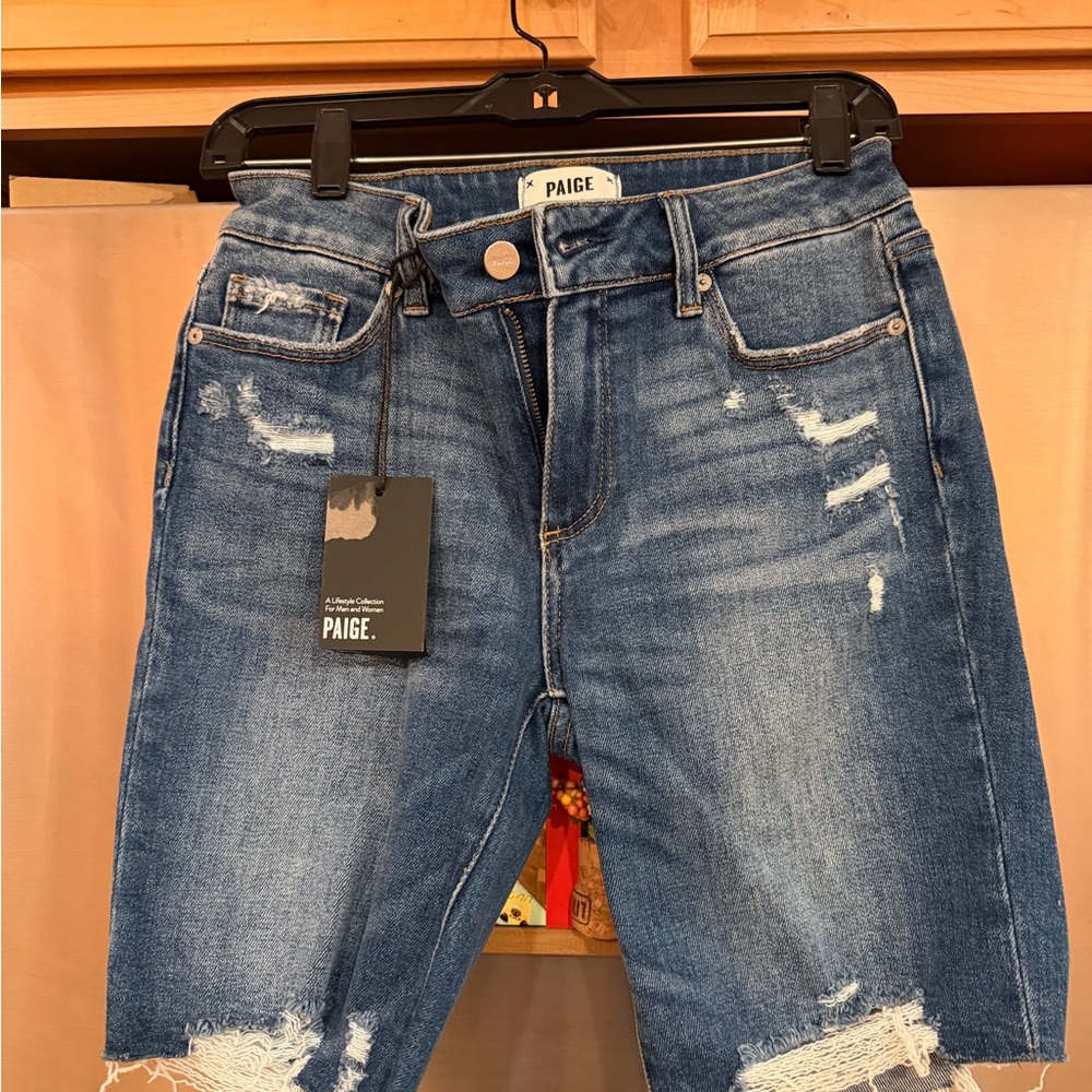 Paige Jax cut off Alvarado Destructed Denim Shorts